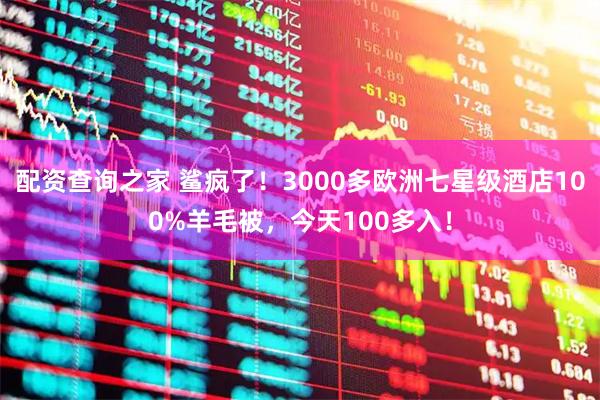 配资查询之家 鲨疯了！3000多欧洲七星级酒店100%羊毛被，今天100多入！