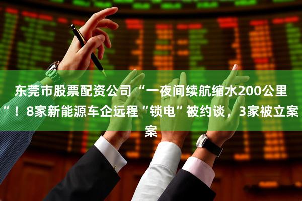 东莞市股票配资公司 “一夜间续航缩水200公里”！8家新能源车企远程“锁电”被约谈，3家被立案